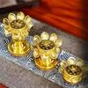 1PC Gold Temple Lotus Prayer Accessories Petal Candle Holder Sturdy Construction Buddhist Supplies Elegant