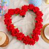 Artificial Rose Wreath Heart Shaped Floral Rose Artificial Garland Door Wreath For Home Party Wedding Valentine's Day Decoration, Red Rose