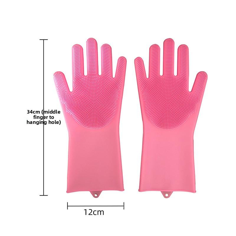 Pet household bath gloves silicone anti-scalding dishwashing gloves kitchen durable housework waterproof gloves