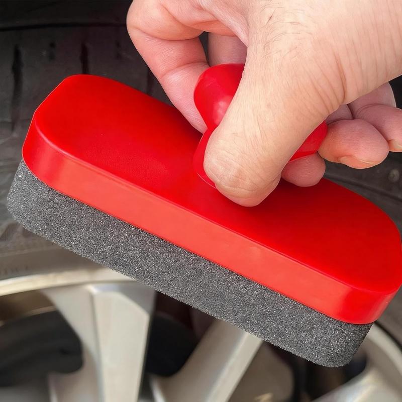 1PC Car Wheel Polishing Waxing Sponge Brush with Cover Abs Washing Cleaning Tire Contour Dressing Applicator Pads Car Detailing Tool
