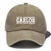 Carlos Legend Baseball Cap - Black With White Text, Adjustable Snapback, Breathable Mesh Back, Perfect For Outdoor Travel & Casu