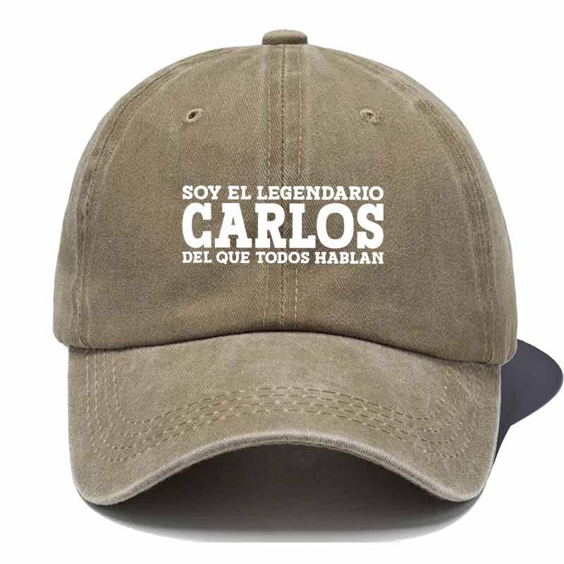 Carlos Legend Baseball Cap - Black With White Text, Adjustable Snapback, Breathable Mesh Back, Perfect For Outdoor Travel & Casu