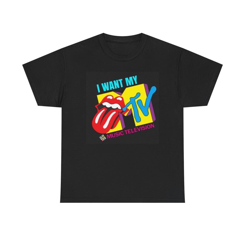 I Want My MTV Graphic T Shirt Funny Retro 90s Unisex Heavy Cotton Tee L