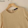ZANZEA Women Casual Round Neck Solid Color Loose Short Sleeve Blouse