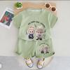 Cool Short-sleeved LBB T-shirt Set for Boys, A Two-piece Summer Children's Fashion Set