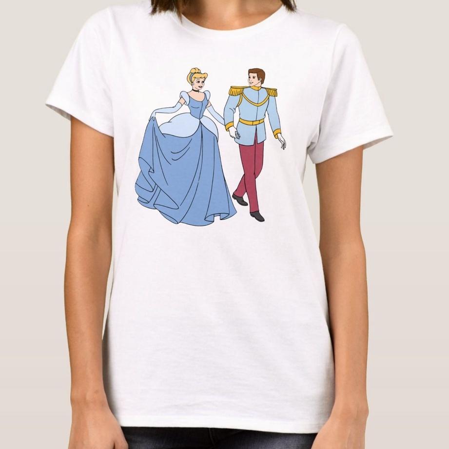 Cinderella Animation Summer TShirt Womens Clothing Casual Loose Comfortable Short Sleeve Unisex Women Cotton Comfortable and Soft