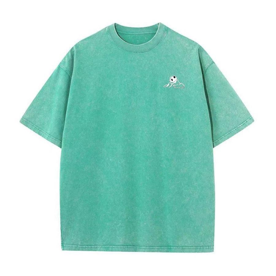 New Men's Retro Casual T-Shirt - Street Style Cotton Washed Short Sleeve