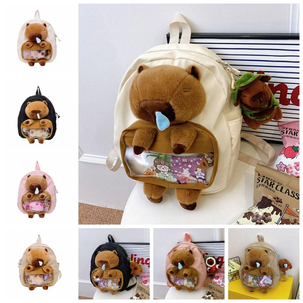 Large Capacity Capybara Plush Backpack Animal Cartoon Backpack  Kids Birthday Gift