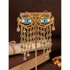 Vintage Crystal Tassel Devil's Eye Earrings Light Luxury Retro High Grade Heavy Duty Earnail Women