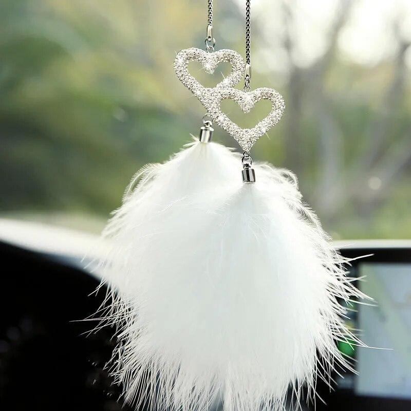 

Подвеска для автомобиля с перьями богини в корейской версии, украшение интерьера, подвеска для зеркала заднего вида автомобиля, инкрустация высококачественными бриллиантами