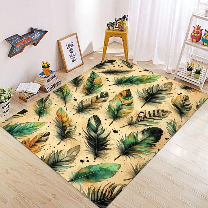 Animal Skin Texture Pattern Floor Mat Living Room Anti Slip Washable Carpet Sofa Coffee Table Feather Bedroom Floor Carpet