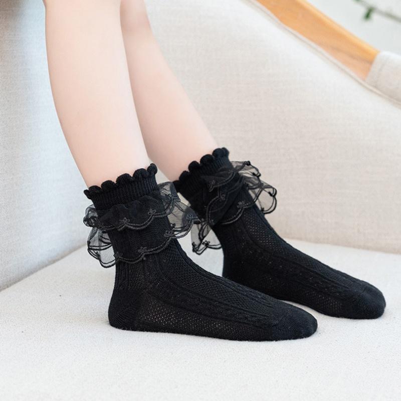 Autumn Kids Socks For Girls Lace Tutu Baby Cotton Princess Children's Girls Socks Fashion Ruffled Teenagers Sock 1-15Years