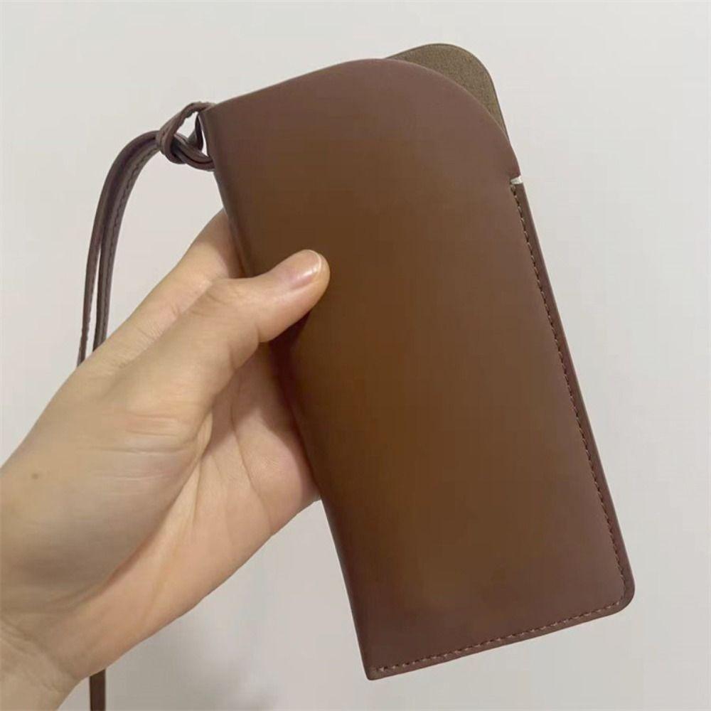 Halter String Chain Pu Leather Eyeglasses Case Korean Style Sunglasses Storage Clip  Travel