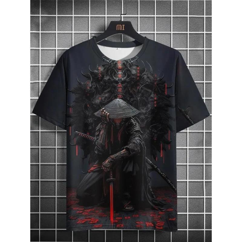 

Футболка 3D Воин Самурай Принт Футболка Мужская Мода Круглый Вырез Короткий Рукав Графическая Футболка 3XL