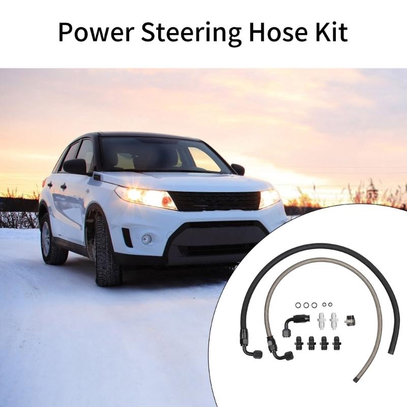 25inch 6AN Power Steering Hose Assembly For C10 Trucks Aluminum High Pressure Easy to Use Accessories