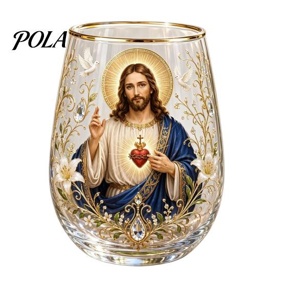 High-quality Glassware Faith Glass Cup, Lead-Free Transparent Mug, with Religious Themed Cup Gold Electroplated Edges, Stylish Christian Detailed