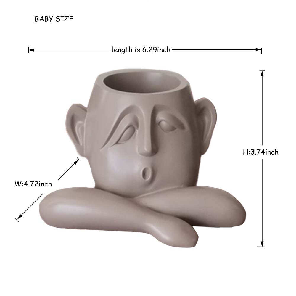 Ventage Home Decoration Plant Pots  Resin Face Planters Orchid Pot Human Face Polyresin Flower Pot for Garden and Hotel