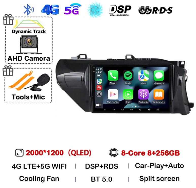 Android 14 Carplay Auto WIFI Car Radio For Toyota HILUX REVO VIGO IMV 2016  2017 2018 2019 2020 RHD GPS Multimedia Player Stereo
