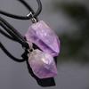 Irregular Amethyst Healing Natural Gemstone Necklace Irregularity Crystal Silver Chain Necklace Charms Pendant Necklace