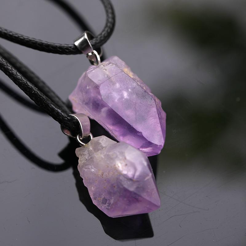Irregular Amethyst Healing Natural Gemstone Necklace Irregularity Crystal Silver Chain Necklace Charms Pendant Necklace