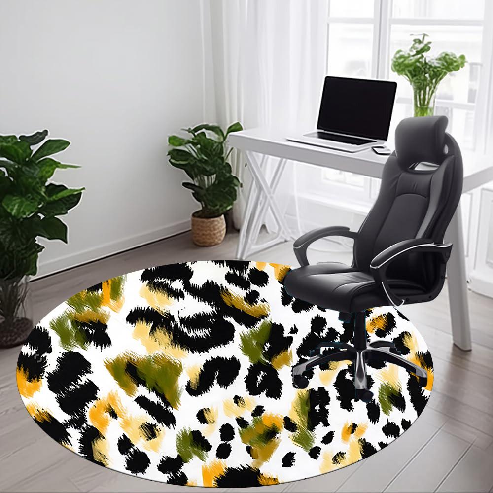 1PC Leopard Print Chair Carpet for Office Non-Slip, Lightweight, Machine Washable Rug for Office, Sleeping, Room - Holiday Decoryy251009082