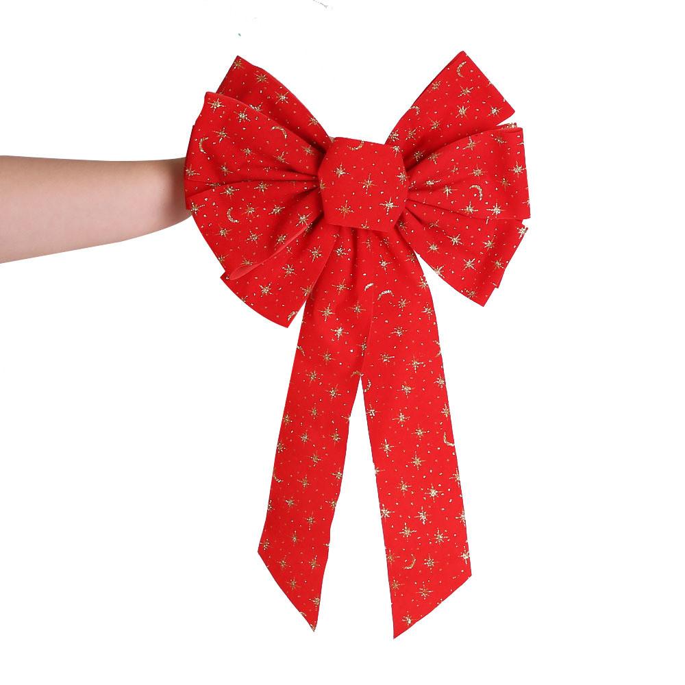 Christmas Designed Beautifully Tree Decoration Bow With Elegant Glittery Fabric In Sizes Various