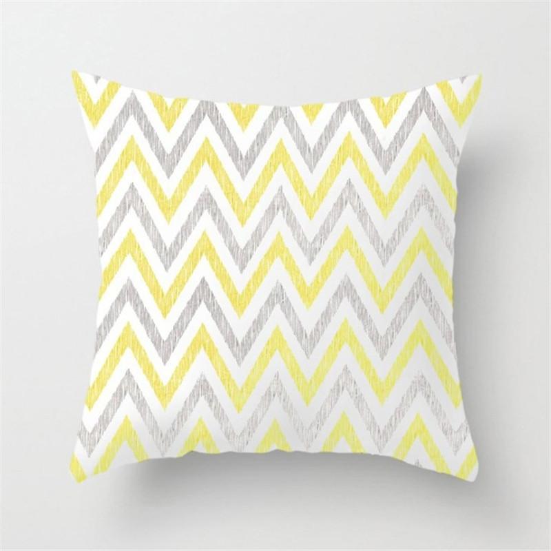 Grey Yellow Geometric Stripe Printed Pillowcase Modern Home Living Room Sofa Car Office Decoration Throw Pillow