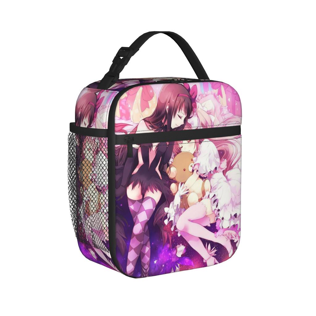 Akemi Kaname Anime Insulated Lunch Bags Portable Puella Magi Madoka Magica Lunch Container Cooler Bag Tote Lunch Box Work