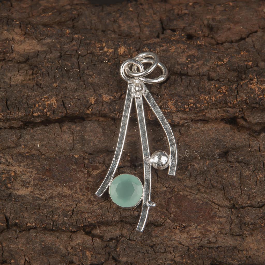 Aqua Chalcedony Silver Pendant Gemstone Jewelry, 925 Sterling Silver Pendant, Handmade Everyday Jewelry For Women