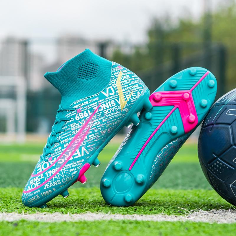 The Latest High-top Outdoor Football Men's Long Nails Artificial Turf TF Broken Nails Training Sole Men's and Women's Sneakers