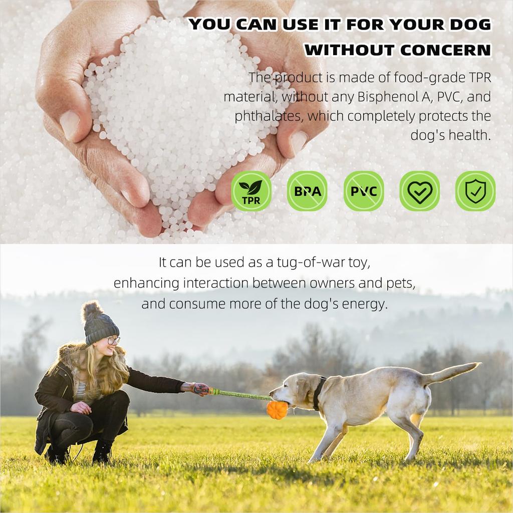 Interactive Dog Rope Fetch Toy Chew Proof Tug of War Ball for Medium to Large Breeds Aggressive Chewers Exercise Training Indoor