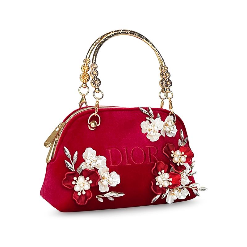 Dior Borsa [Borsa Cosmetica Personalizzata] Stanno arrivando cose belle, scatola regalo, compagna, classico romantico, bel significato, nuovo Rosso Rosso (Stile colorato)
