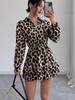 Autumn New Leopard Print V-Neck Long Sleeve Sexy Dress