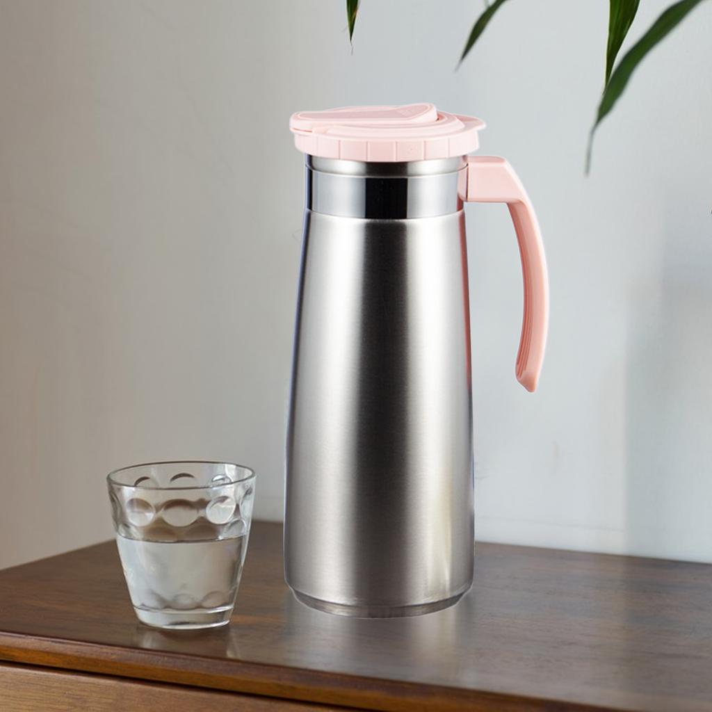 Getränkekrug aus Edelstahl 1,3L Wasserkanne Kaltwasserkanne für Saft Milchgetränke für Zuhause Party Outdoor Picknick Restaurant Gebrauch