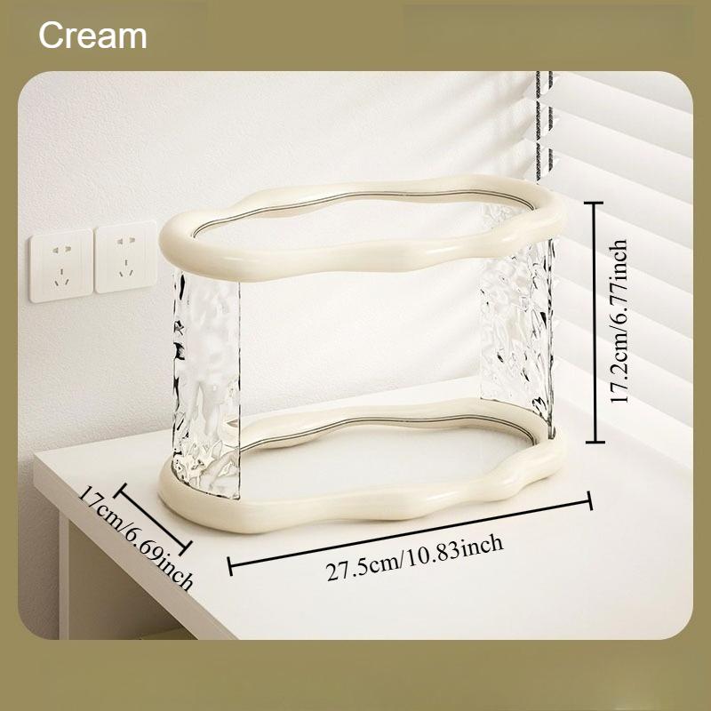 

Thickened PET Desktop Storage Box Double-layer Shelf Suitable for Bathroom Dressing Table Kitchen Desk Storage Home Decoration кремовый