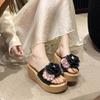 Modische Keilabsatz Freizeit-Slipper für Damen 2025 Sommer Neu Mode Blume Designt Fischmaul Dicke Sohle Offene Zehen High Heel Sandalen