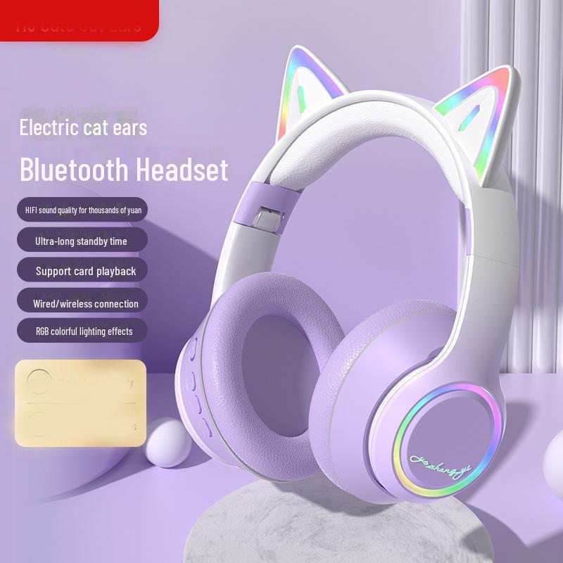 

Модные градиентные наушники-кошачьи ушки с беспроводным Bluetooth и глубокими басами