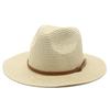 Hot Summer Sunscreen Outdoor Shade Panama Hat White Flat-brimmed Retro Jazz Top Hat Men's and Women's Hats