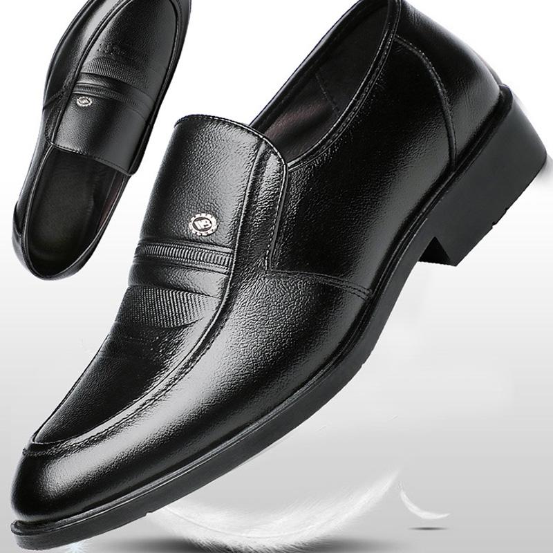 Classic Leather Shoes for Men Slip On Pointed Toe Oxfords Formal Wedding Party Office Business Casual Dress Shoes for Male