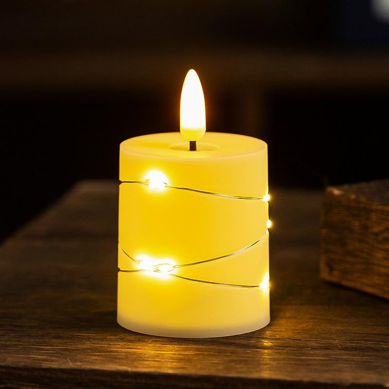 

Светодиодные электронные свечи для дня рождения, кемпинга, ресторана, романтической атмосферы, украшенные рождественскими украшениями, имитация пламени wrapping light line medium