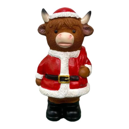 

Christmas Nutcracker Highland Cow Figurine Santa Claus Highland Cattle Resin Statue Sculpture Home Office Desktop Decoration