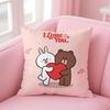 BBrown Bear and Cony Cushion Cover Linen Pillowcase Cover Soft Decor for Sofa Home Room