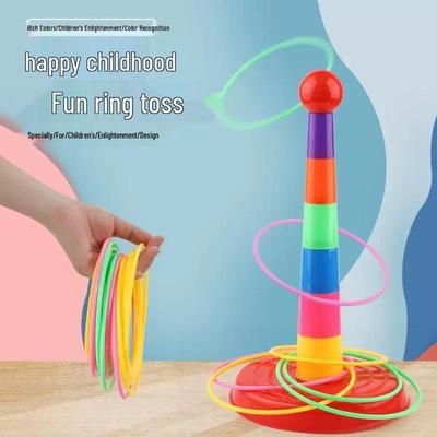 Giocattolo ad Anelli Impilabili Arcobaleno per Bambini - Gioco Interattivo Lancio degli Anelli Genitore-Figlio