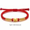 Pure Gold 999 Zodiac Red String Bracelet with Luck Beads for Baby's Full Moon or New Year