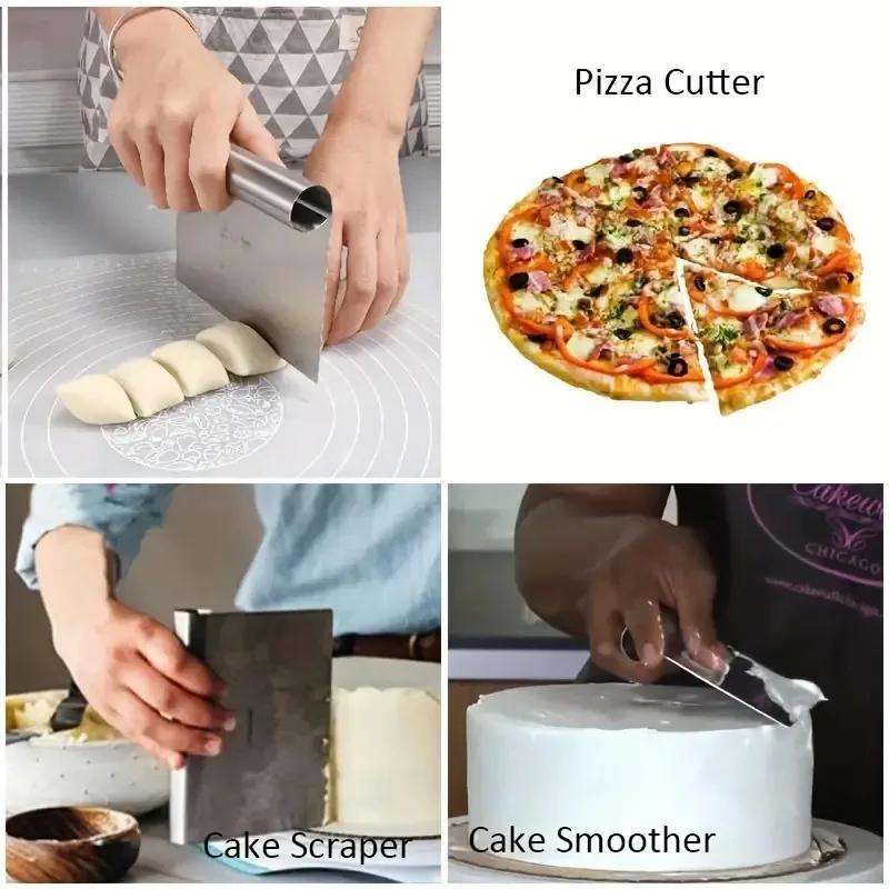 Stainless Steel Kitchens Accessories Cake Scraper Kitchen Utensils Pastry Cutting Machine Cooking Sugar Cube Spatula Bakeware