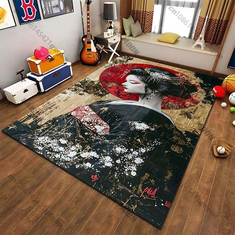 

Samurai woman red umbrellacarpet Yoga living room room decor children s crawling mat doormat area rug games floor mat 40x60cm