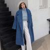 2 New autumn and winter Iceland imitation cashmere long coat teddy bear imitation fur coat women's black peach powder
