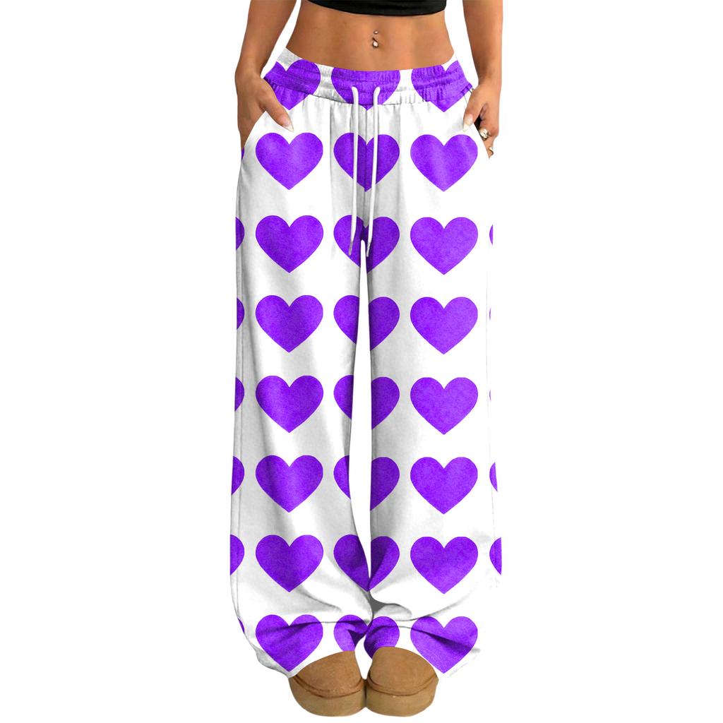 Women's Casual And Fashionable  Elastic Waist Loose Wide Leg Pants