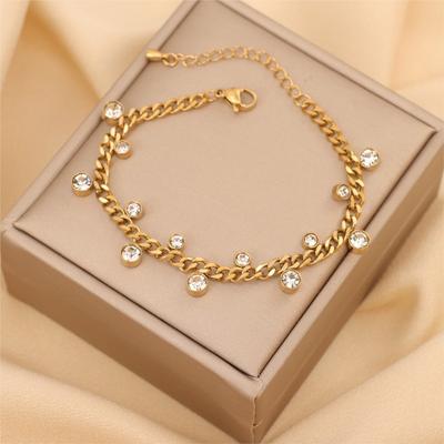 Stainless Steel Irregular Round Zircon Bracelet For Women Simple Niche Bcaelets Jewelry Accessory Wholesale