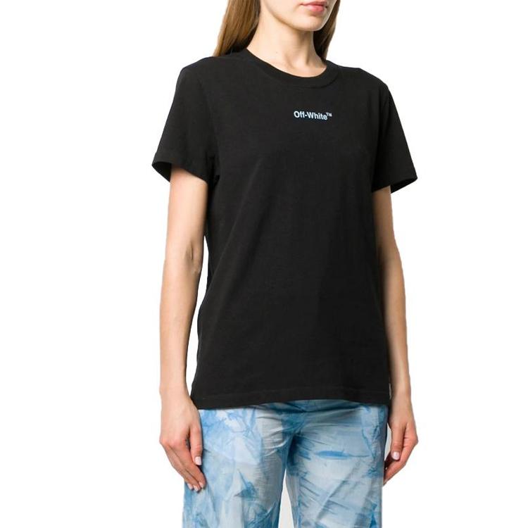 Off-White Stereo Arrow Print Short Sleeve T-Shirt Regular Fit Women Tops Black OWAA049R20B070431001